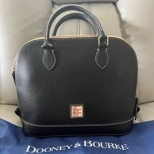 Dooney & Bourke Cream Canvas Tote with Black Trim